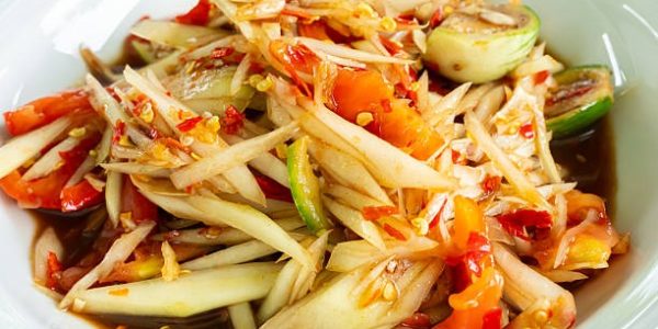 Authentic Isaan Style Papaya Salad with Traditional Flavors